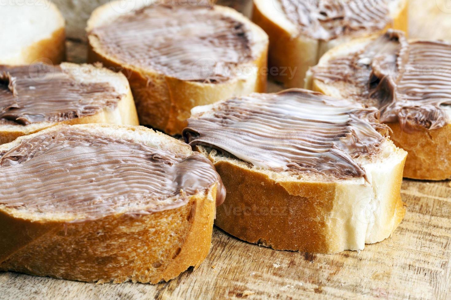 soft chocolate butter and white baguette photo