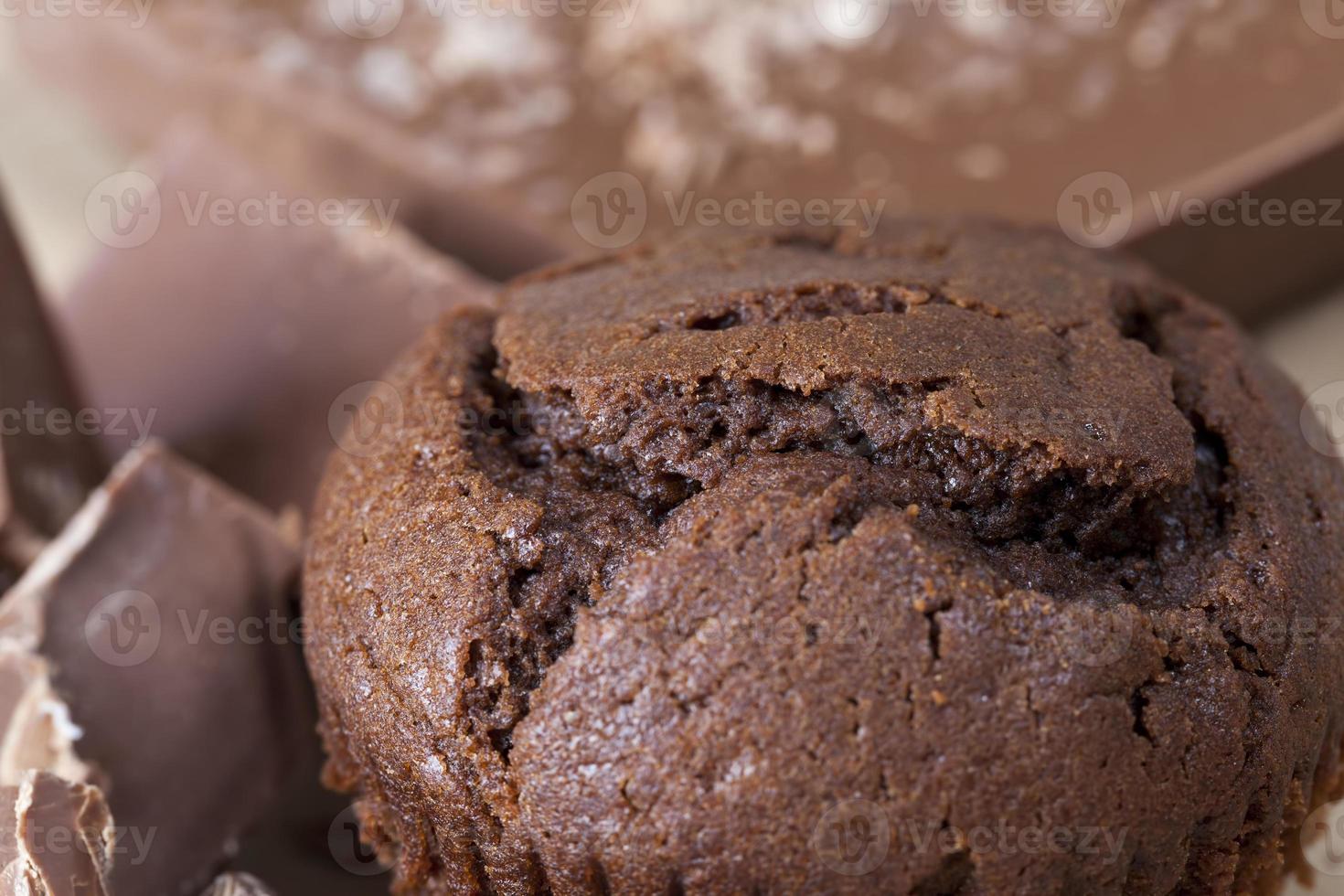 broken into several parts pieces of chocolate photo