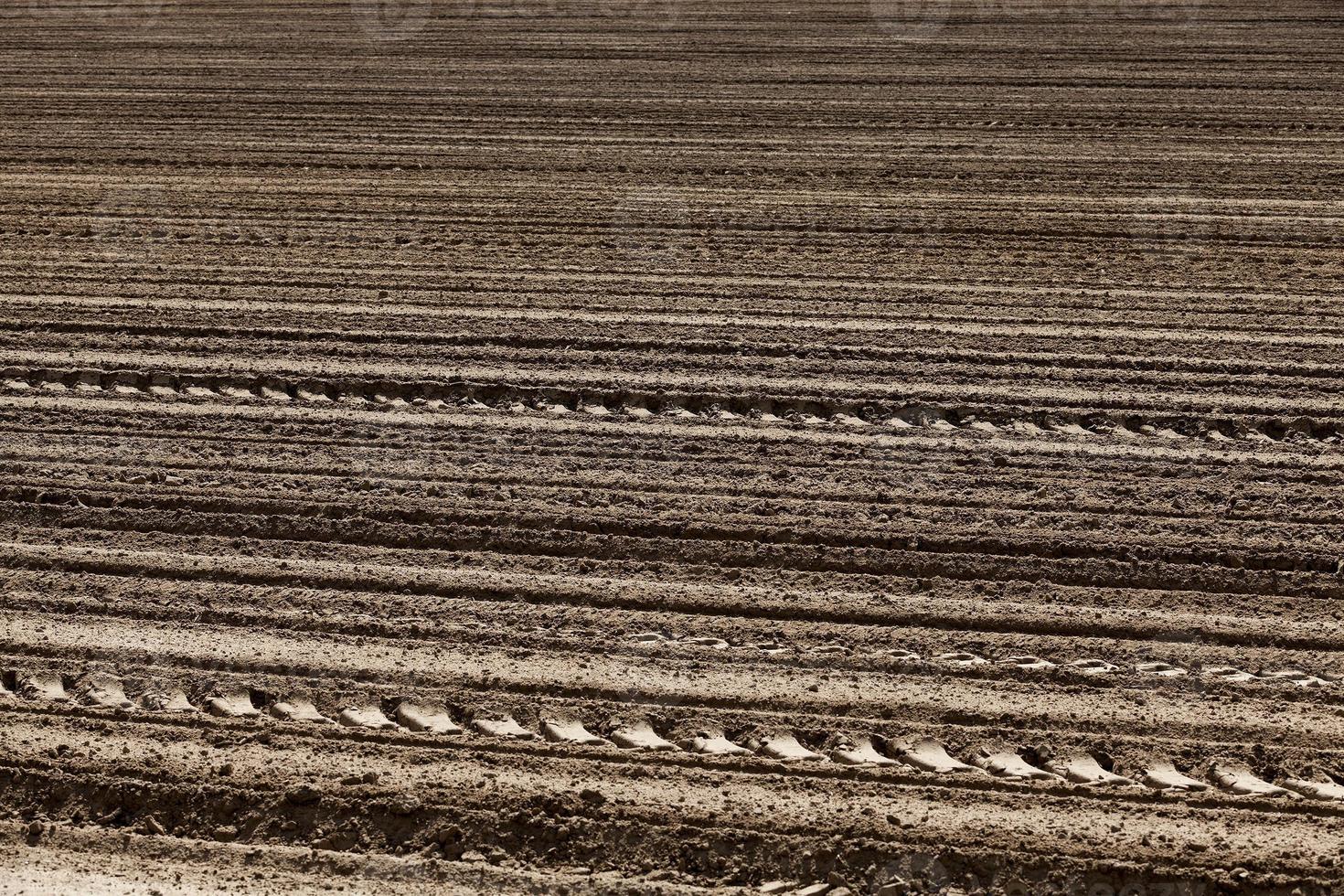 plowed land. close-up photo