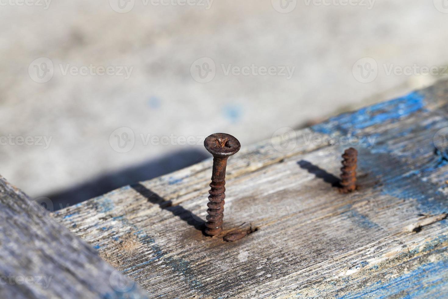 part of the old wooden benches photo