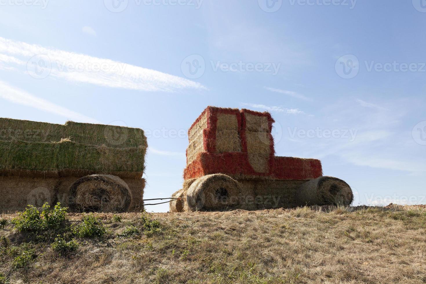 tractor made from straw photo