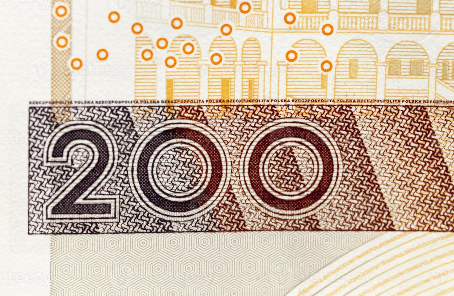 anverso de los zlotys 200 foto