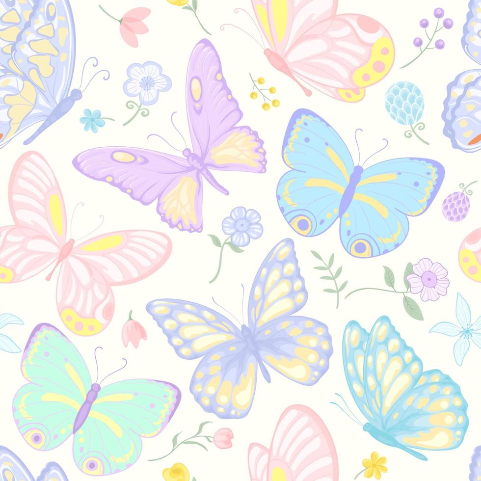 ilustración hermosa mariposa y flor hoja botánica de patrones sin fisuras para el amor boda día de san valentín o arreglo invitación diseño tarjeta de felicitación vector