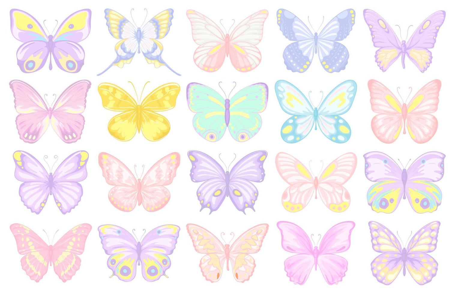 ilustración hermosa colección de mariposas para amor boda día de san valentín o arreglo diseño de invitación tarjeta de felicitación vector