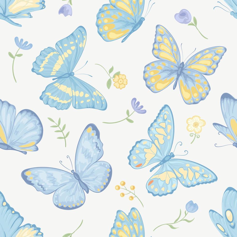 illustration Beautiful butterfly and flower botanical leaf seamless pattern for love wedding valentines day or arrangement invitation design greeting card vector