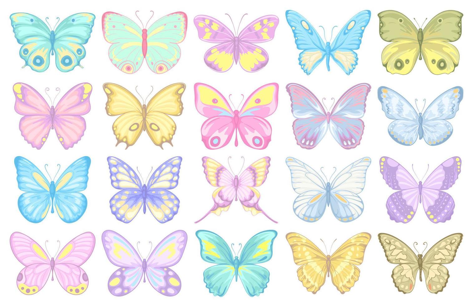 illustration Beautiful butterfly collection set for love wedding valentines day or arrangement invitation design greeting card vector