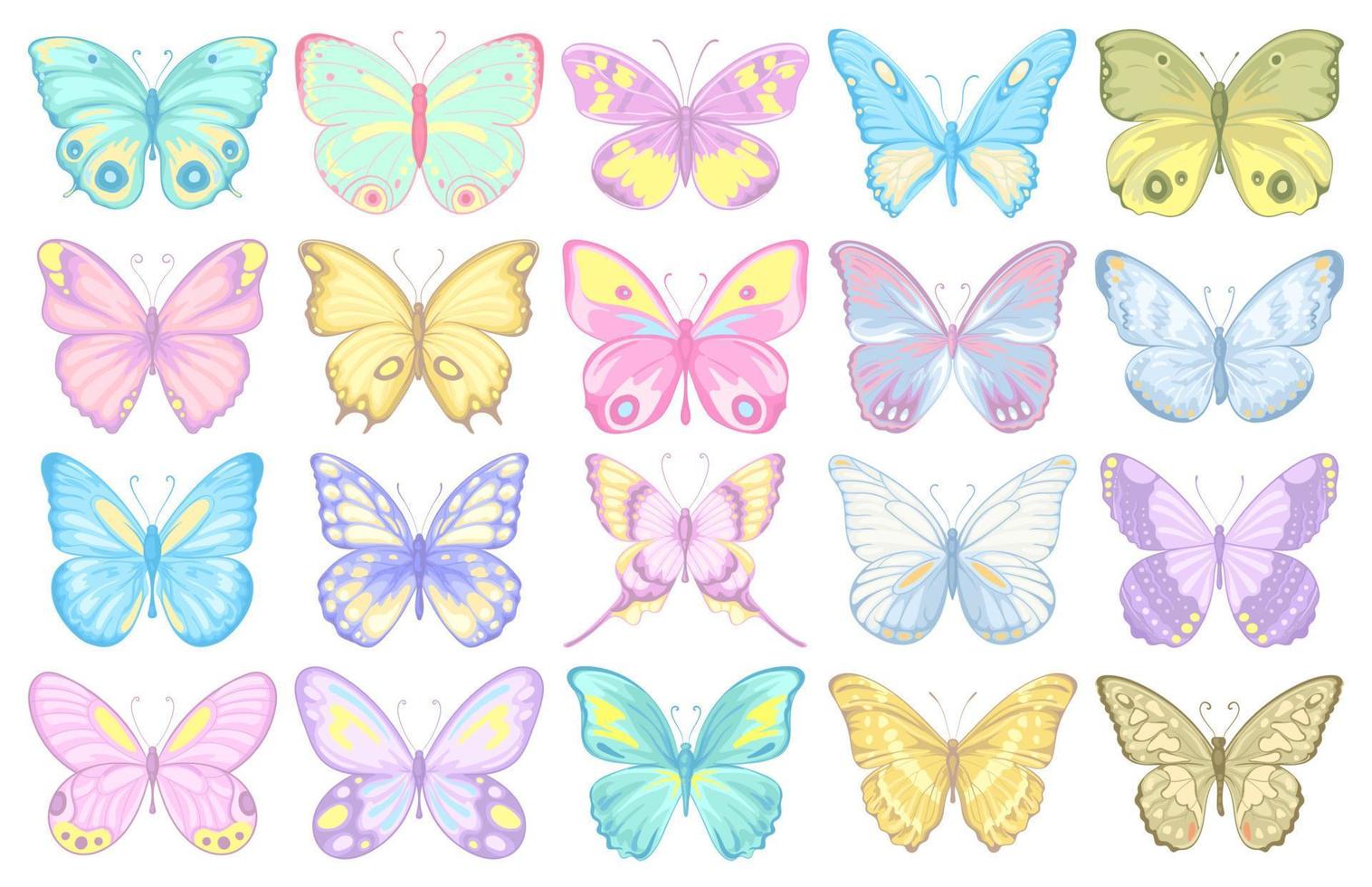 ilustración hermosa colección de mariposas para amor boda día de san valentín o arreglo diseño de invitación tarjeta de felicitación vector