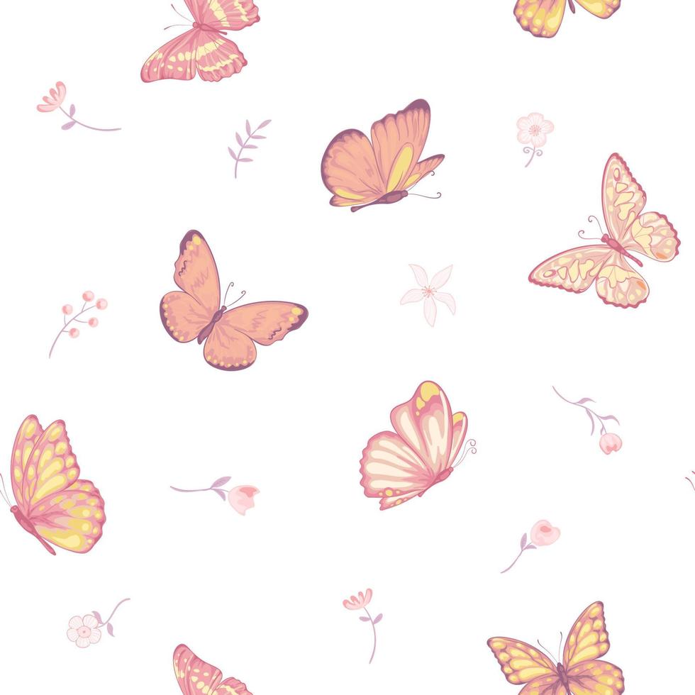 illustration Beautiful butterfly and flower botanical leaf seamless pattern for love wedding valentines day or arrangement invitation design greeting card vector