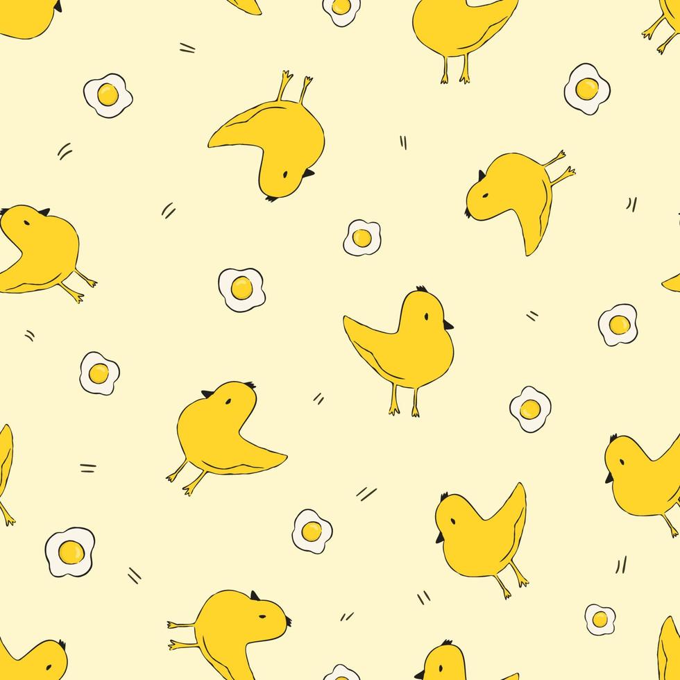 chicken cute cartoon seamless pattern vector