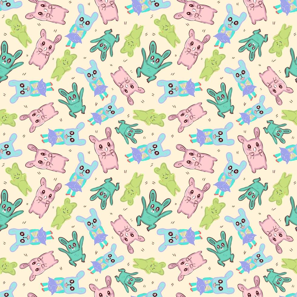 rabbit funny cute cartoon seamless pattern vector