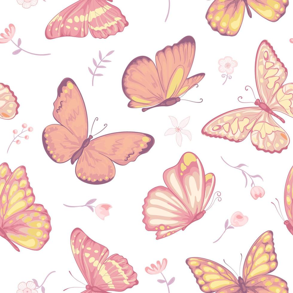 illustration Beautiful butterfly and flower botanical leaf seamless pattern for love wedding valentines day or arrangement invitation design greeting card vector