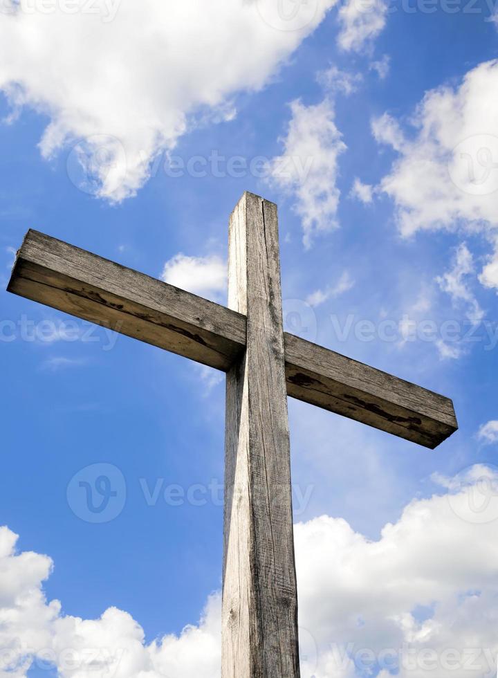 old wooden Catholic cross photo