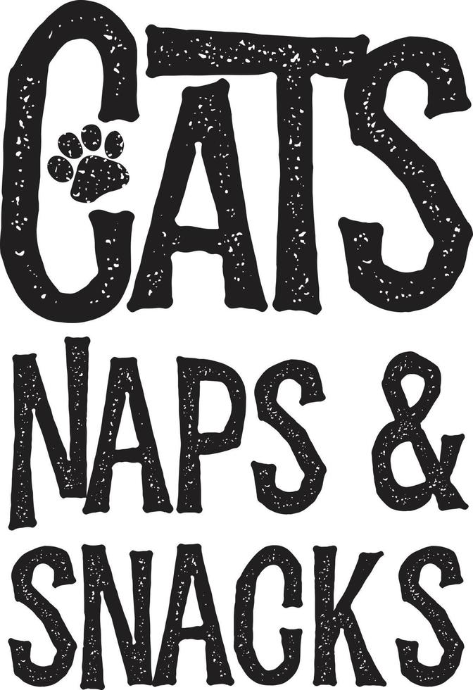 siestas y bocadillos para gatos, diseño amante de los gatos para imprimir o usar como afiche, tarjeta, volante o camiseta. vector