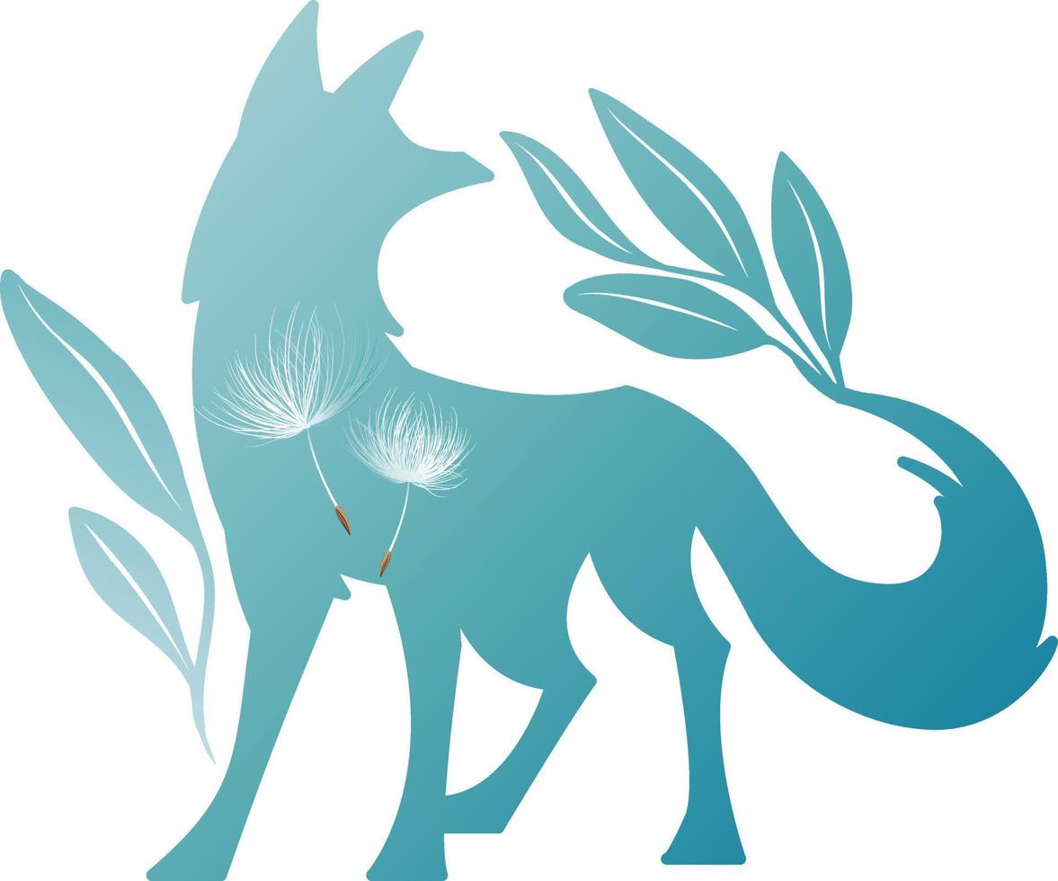 Turquoise Wild fox with Dandelion vector