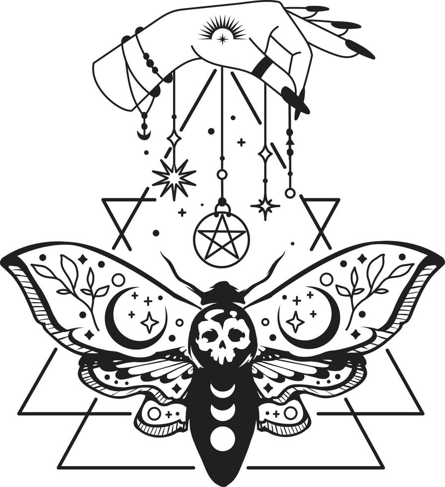 celestial eye moth with triangle background vector