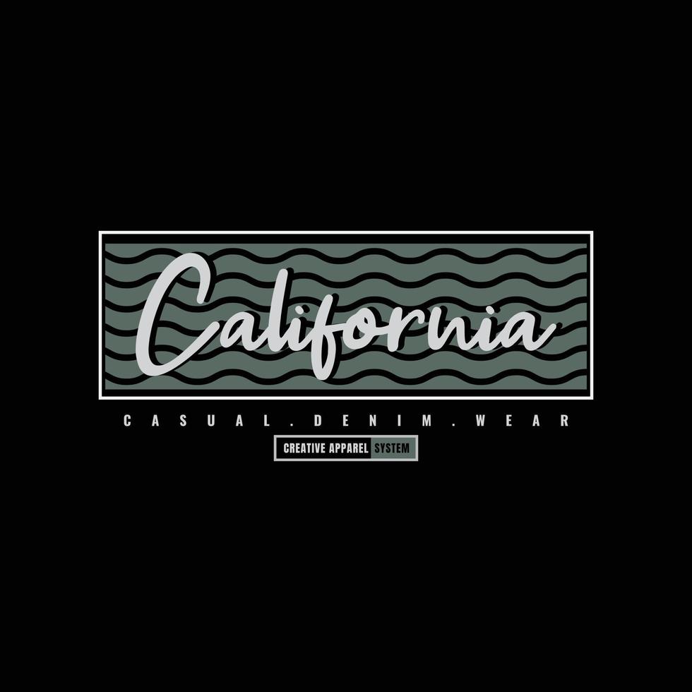 diseño de camiseta de vector de tipografía de ilustración de california