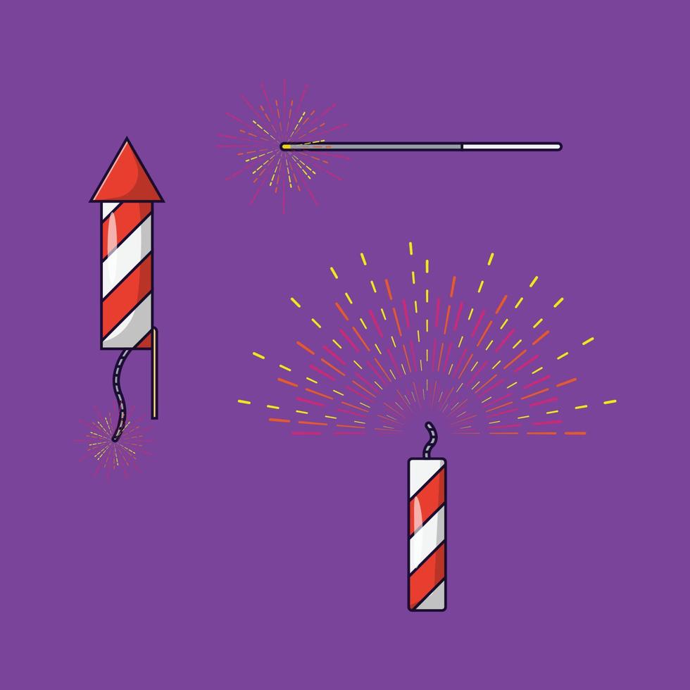 Ilustración de icono de vector de petardos. vector de fuegos artificiales estilo de caricatura plano adecuado para la página de inicio web, pancarta, volante, pegatina, papel tapiz, fondo