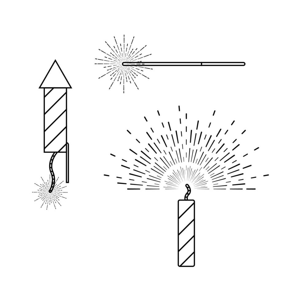 Firecrackers Outline Icon Illustration on White Background vector