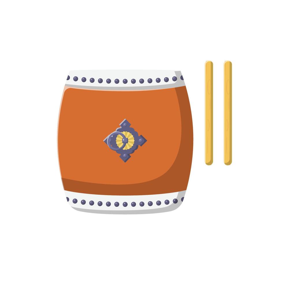 ilustración plana de tambor taiko. elemento de diseño de icono limpio sobre fondo blanco aislado vector