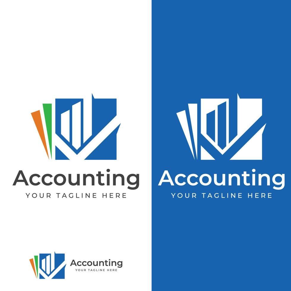 Financial accounting logo, with check mark for financial accounting stock chart analysis. In modern template vector illustration concept style.