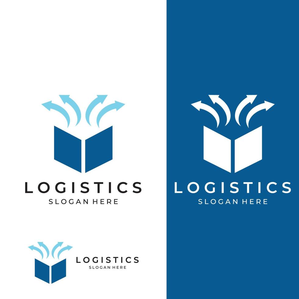 logotipo vectorial de la empresa de logística, logotipo de icono de flecha, logotipo de entrega digital rápida. utilizando la edición de vectores de logotipo simple y fácil.