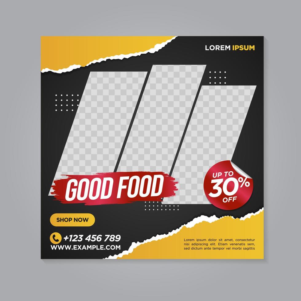 Restaurant food social media banner post design template vector