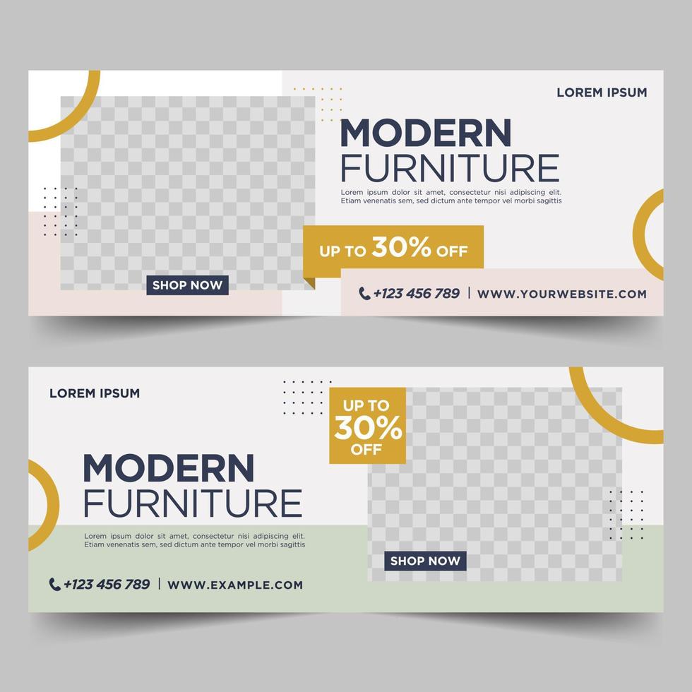Furniture sale banner design template vector