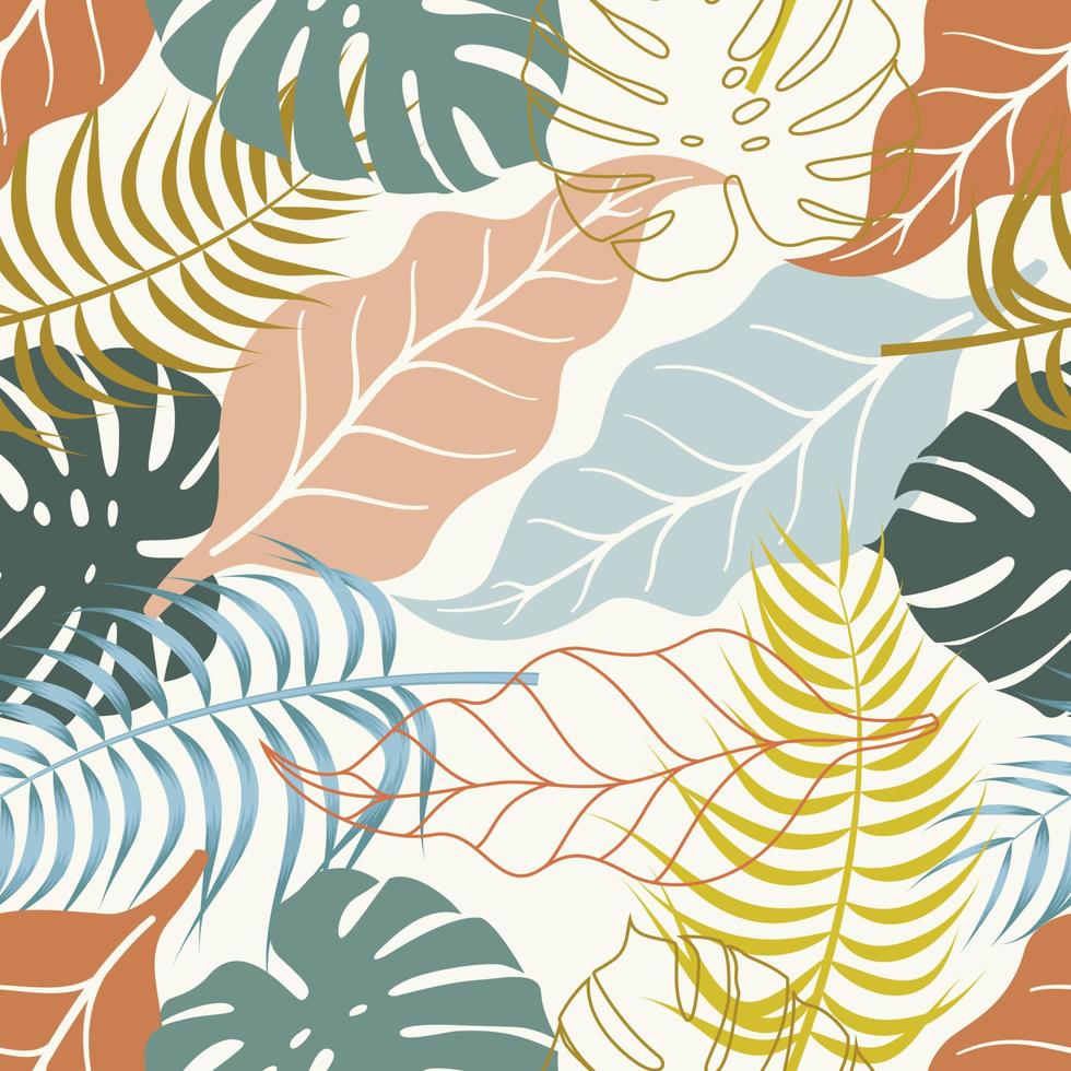 Abstract Floral seamless pattern with leaves. tropical background vector