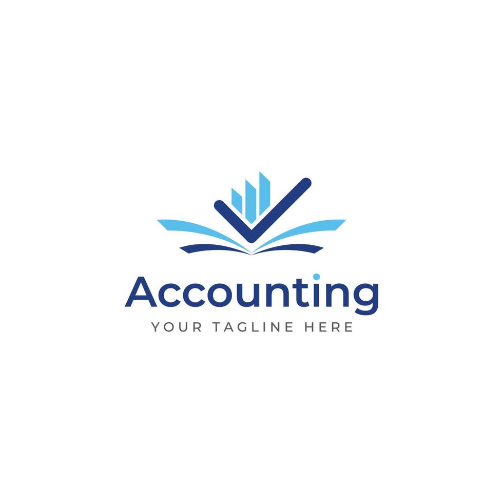 Financial accounting logo, with check mark for financial accounting stock chart analysis. In modern template vector illustration concept style.