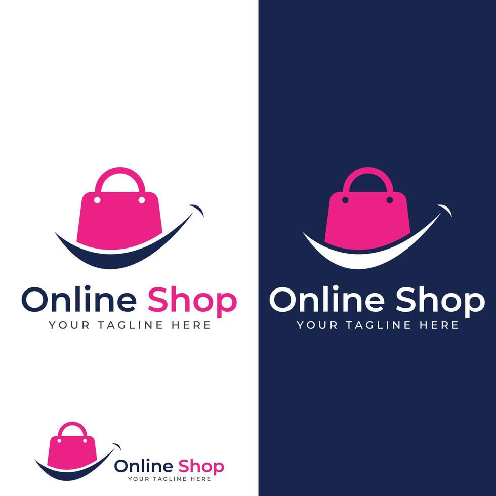 Shopping bag and online shopping cart logo.Logo suitable for sale,discount,shop.With vector illustration editing.