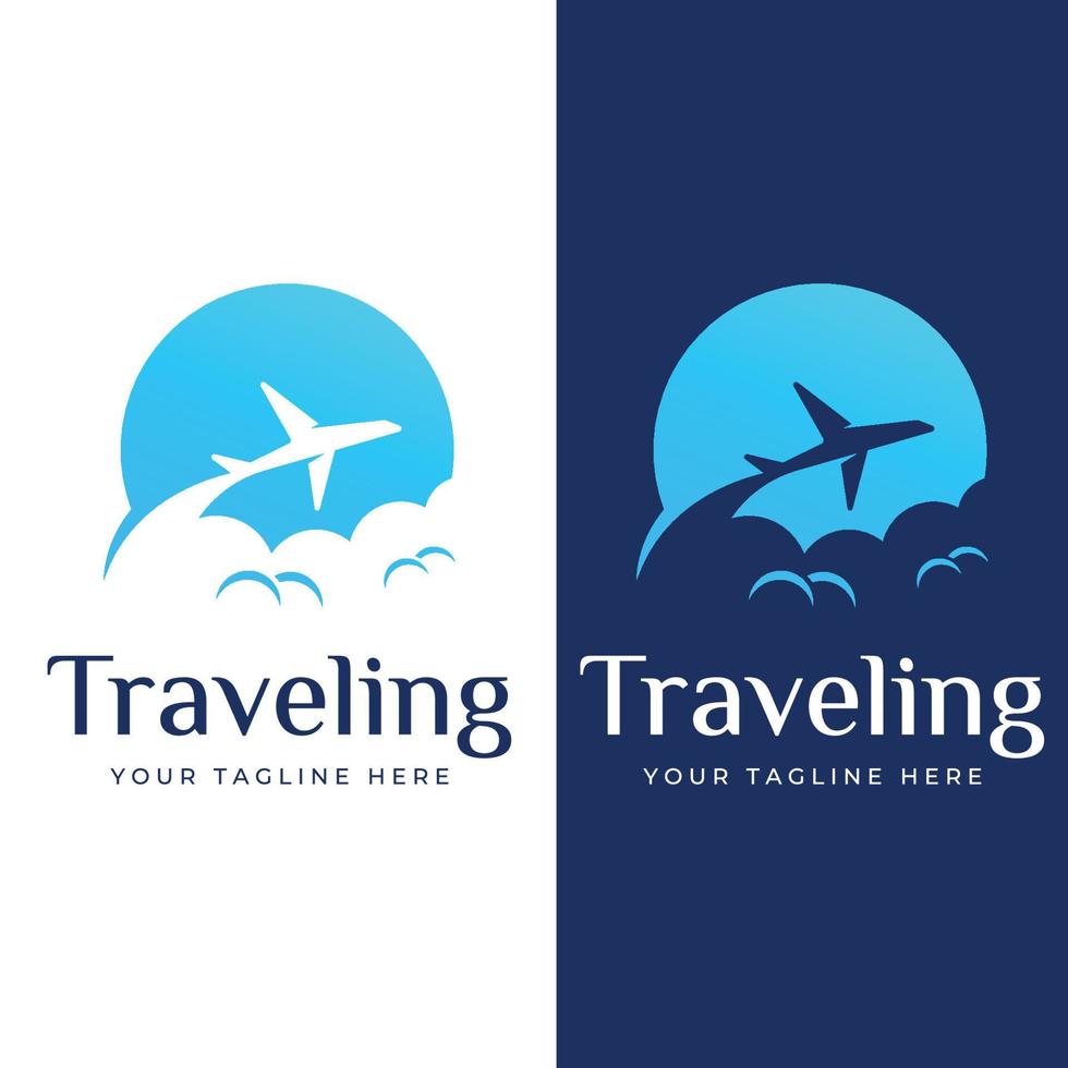 Travel agency logo design and summer vacation with airplanes. The logo can be for corporate businesses and airline ticket agents. vector