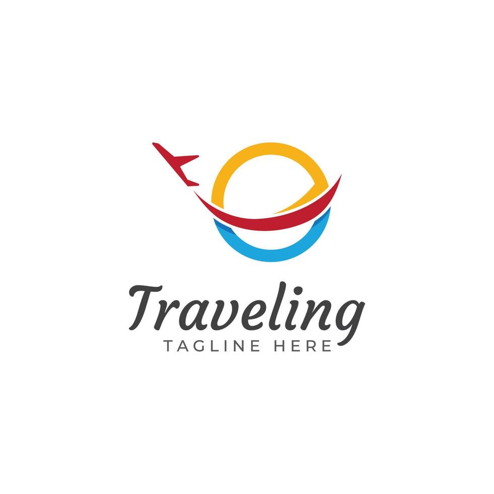 diseño del logo de la agencia de viajes y vacaciones de verano con aviones. el logotipo puede ser para empresas corporativas y agentes de venta de billetes de avión. vector