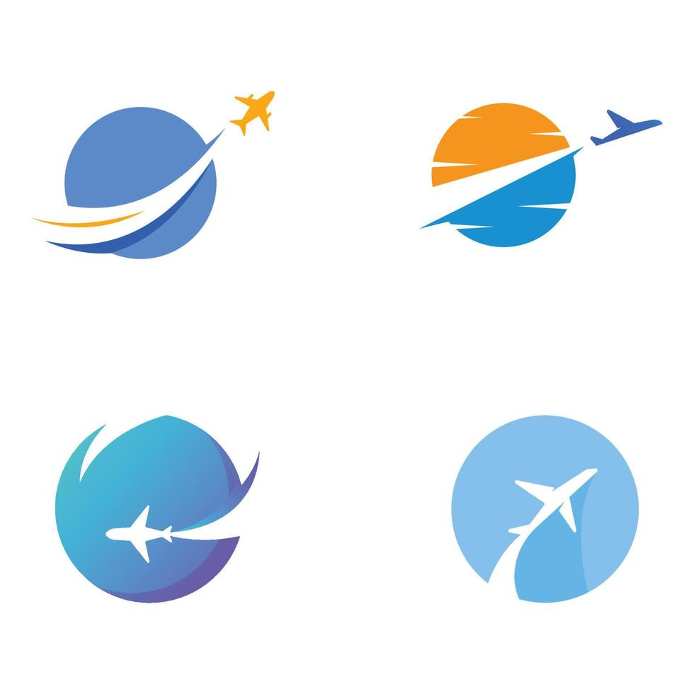 diseño del logo de la agencia de viajes y vacaciones de verano con aviones. el logotipo puede ser para empresas corporativas y agentes de venta de billetes de avión. vector