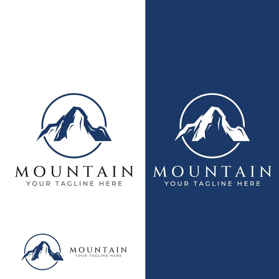 Mountain landscape view, minimalistic design. Logo for photographers, climbers and adventurers. Editing using vector illustration.