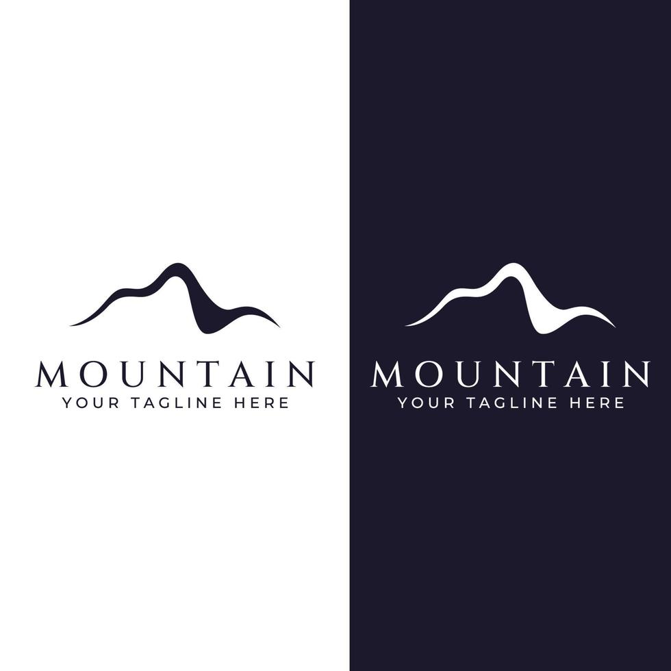 Mountain landscape view, minimalistic design. Logo for photographers, climbers and adventurers. Editing using vector illustration.