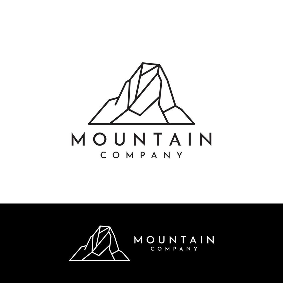 Mountain landscape view, minimalistic design. Logo for photographers, climbers and adventurers. Editing using vector illustration.