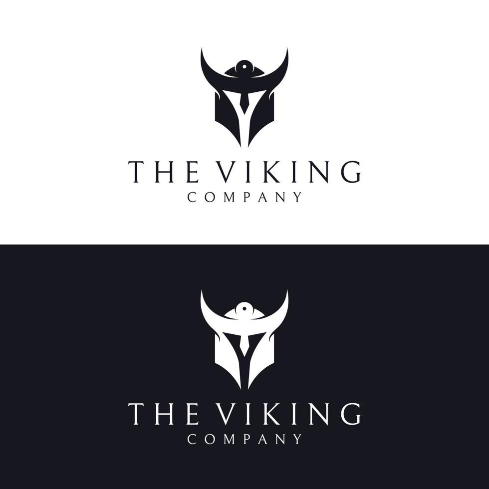 Viking warrior helmet logo with horned helmet and viking with the letter V. The logo can be used for boats, sports and others. vector