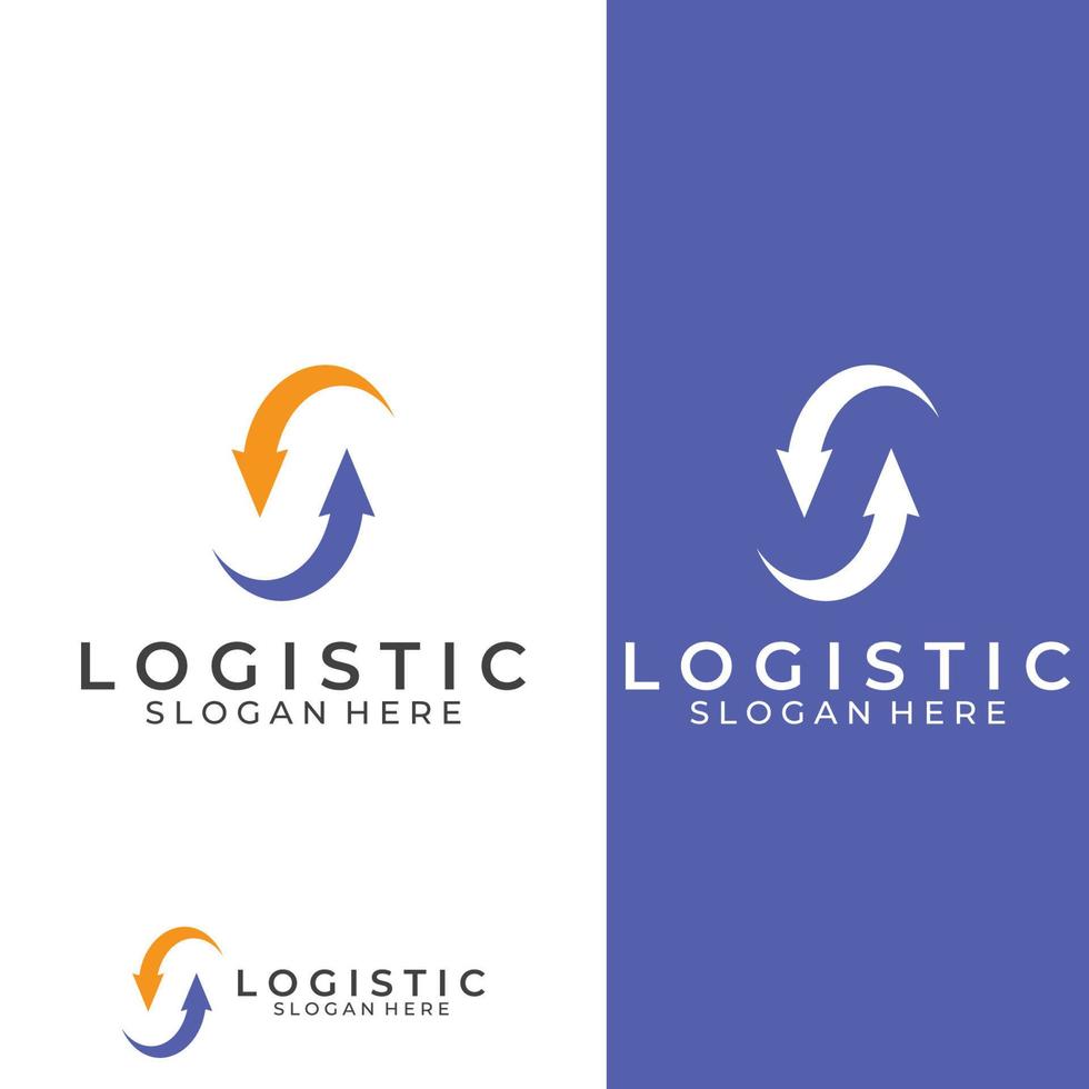 logotipo vectorial de la empresa de logística, logotipo de icono de flecha, logotipo de entrega digital rápida. utilizando la edición de vectores de logotipo simple y fácil.