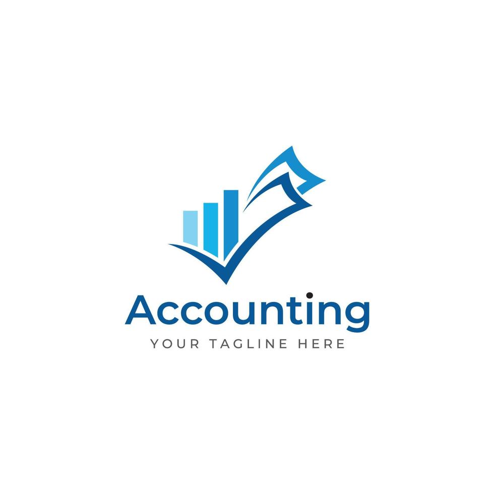 Financial accounting logo, with check mark for financial accounting stock chart analysis. In modern template vector illustration concept style.