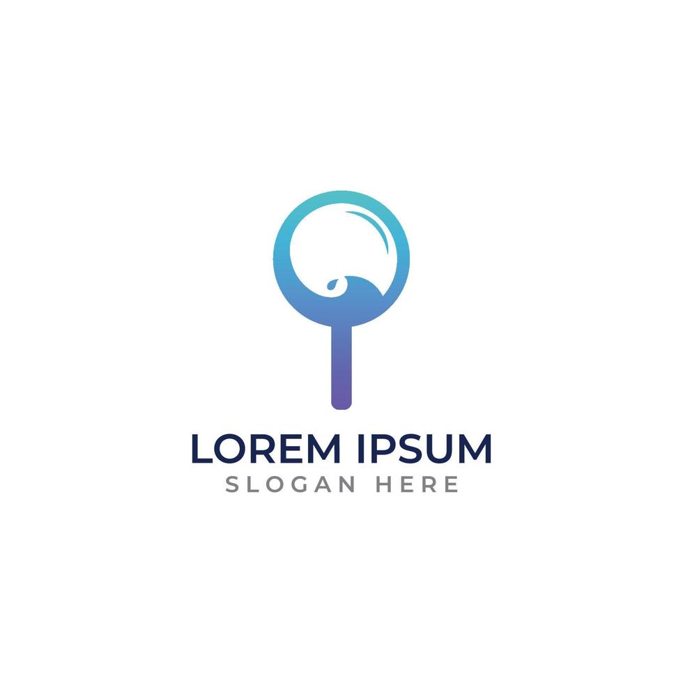 Logo search or discovery, logo search by combination, lab, moon, location, check, wave and sun. Logo with simple illustration editing. vector