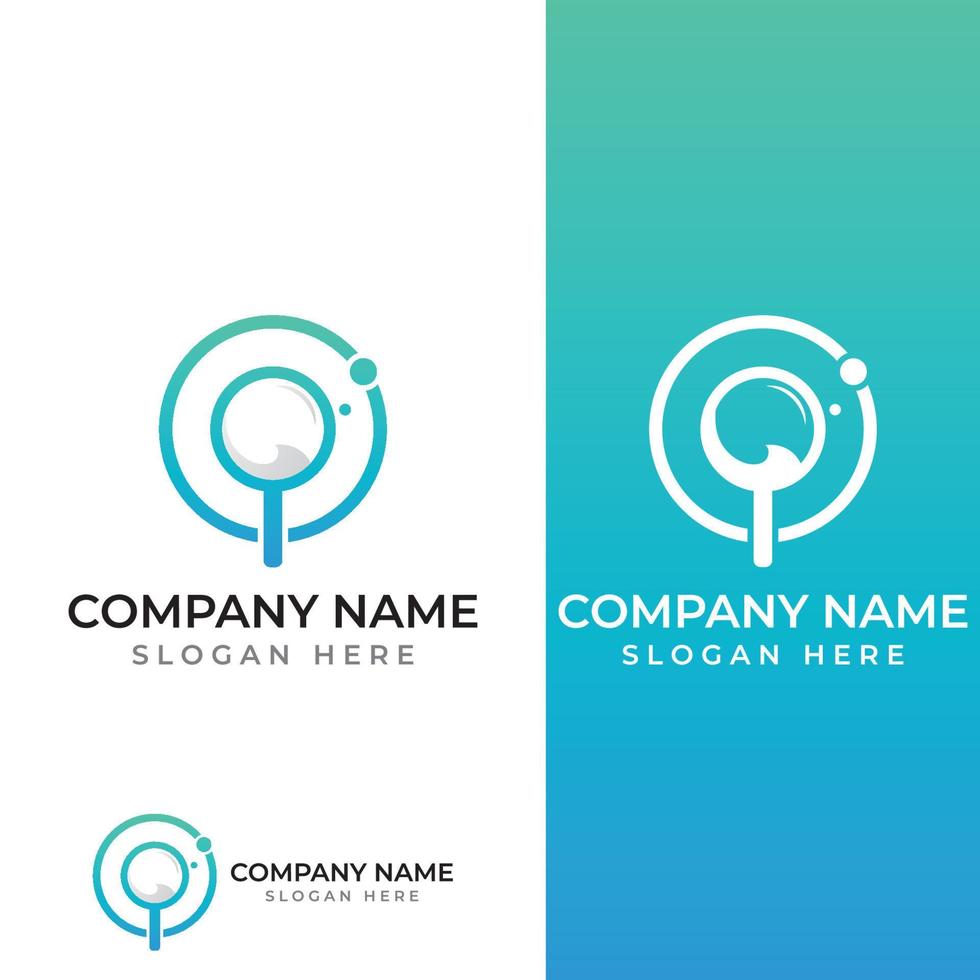 Logo search or discovery, logo search by combination, lab, moon, location, check, wave and sun. Logo with simple illustration editing. vector