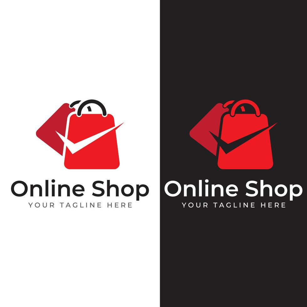 bolsa de compras y carrito de compras en línea logo.logo adecuado para venta, descuento, tienda.con edición de ilustraciones vectoriales. vector