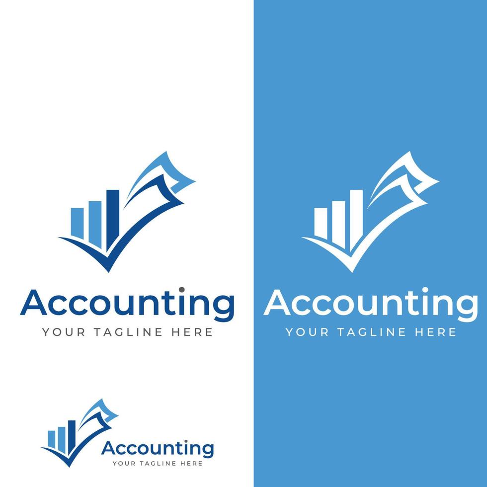 Financial accounting logo, with check mark for financial accounting stock chart analysis. In modern template vector illustration concept style.