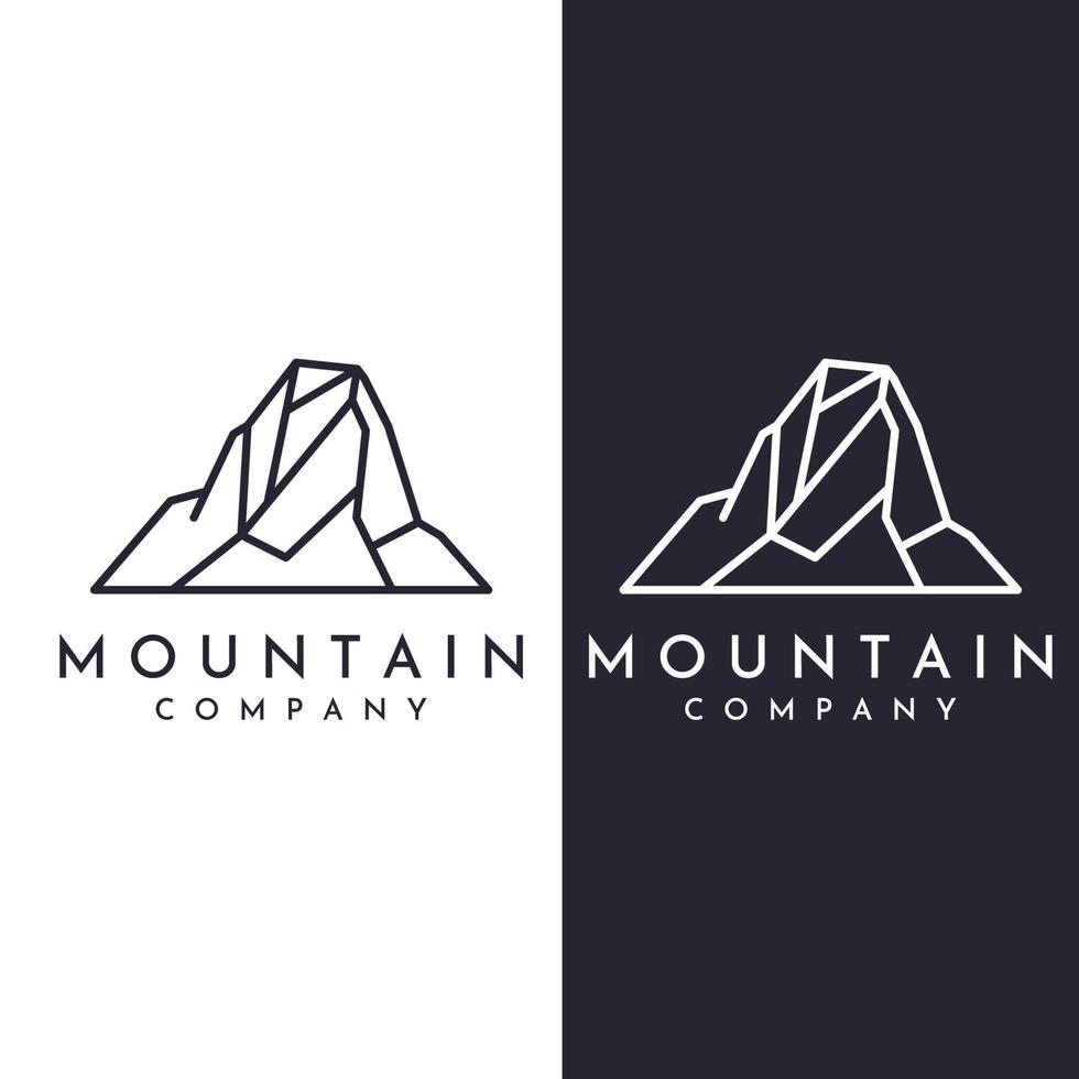 Mountain landscape view, minimalistic design. Logo for photographers, climbers and adventurers. Editing using vector illustration.