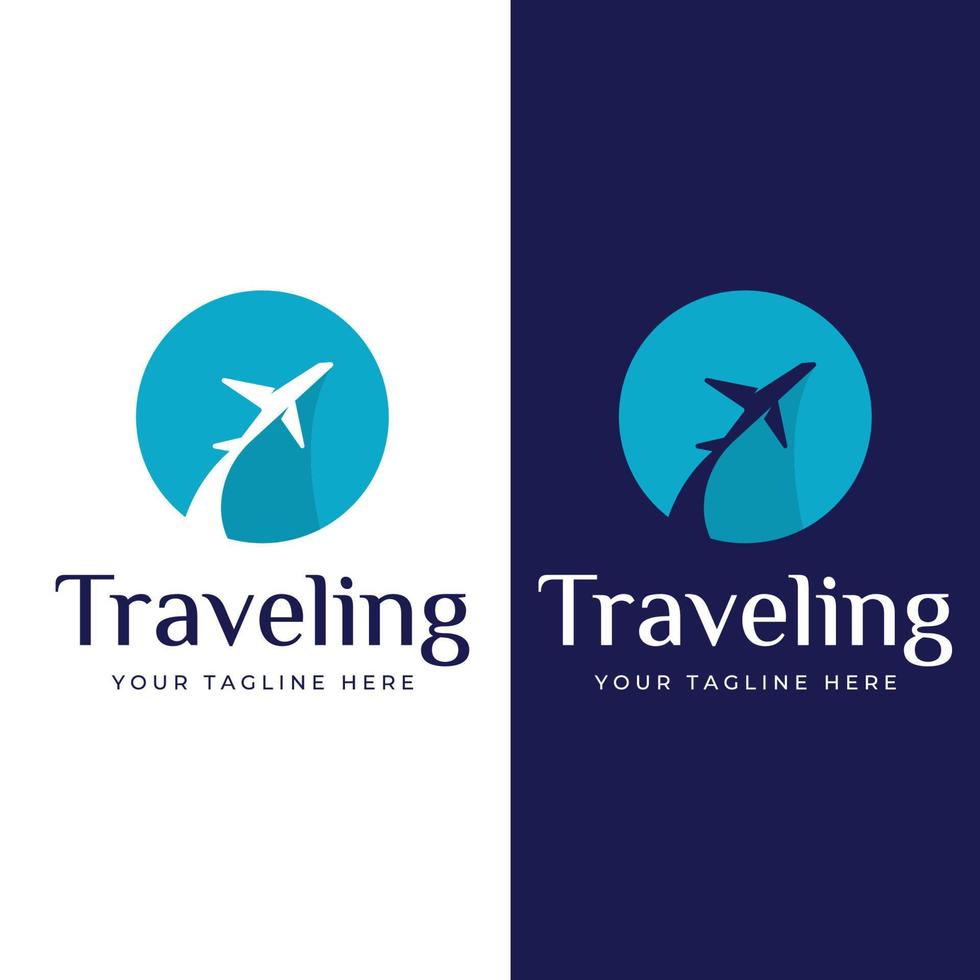 diseño del logo de la agencia de viajes y vacaciones de verano con aviones. el logotipo puede ser para empresas corporativas y agentes de venta de billetes de avión. vector