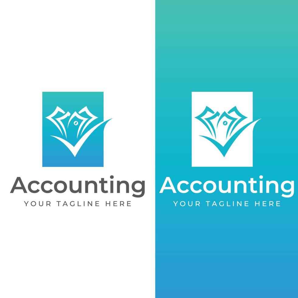 Financial accounting logo, with check mark for financial accounting stock chart analysis. In modern template vector illustration concept style.