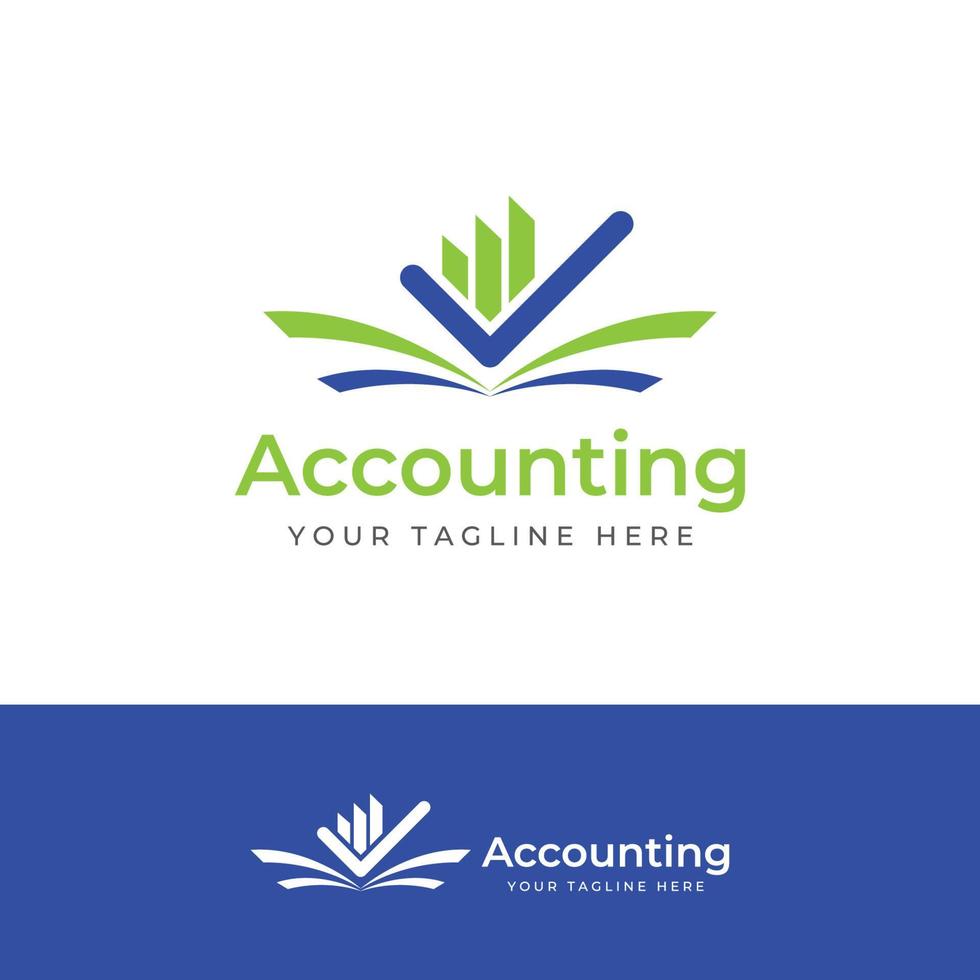 Financial accounting logo, with check mark for financial accounting stock chart analysis. In modern template vector illustration concept style.