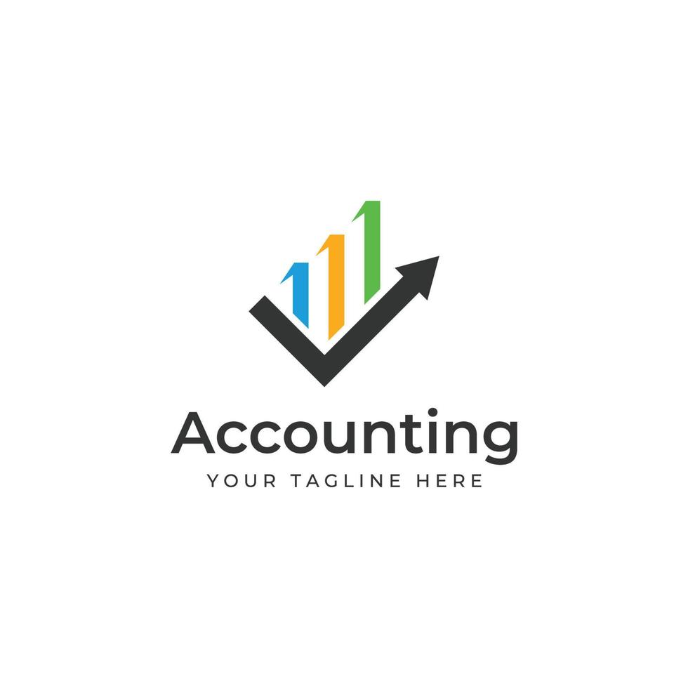 Financial accounting logo, with check mark for financial accounting stock chart analysis. In modern template vector illustration concept style.