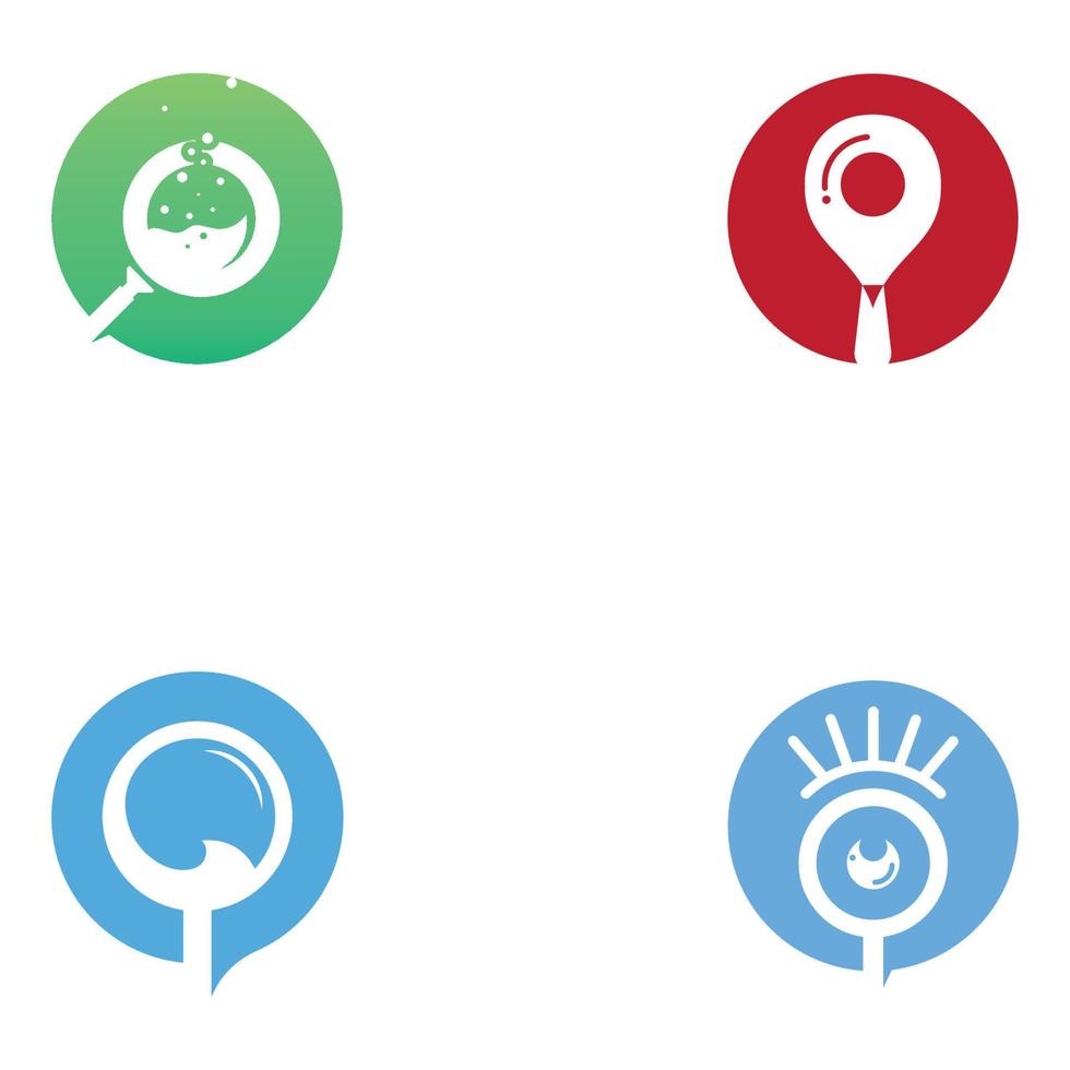 Logo search or discovery, logo search by combination, lab, moon, location, check, wave and sun. Logo with simple illustration editing. vector
