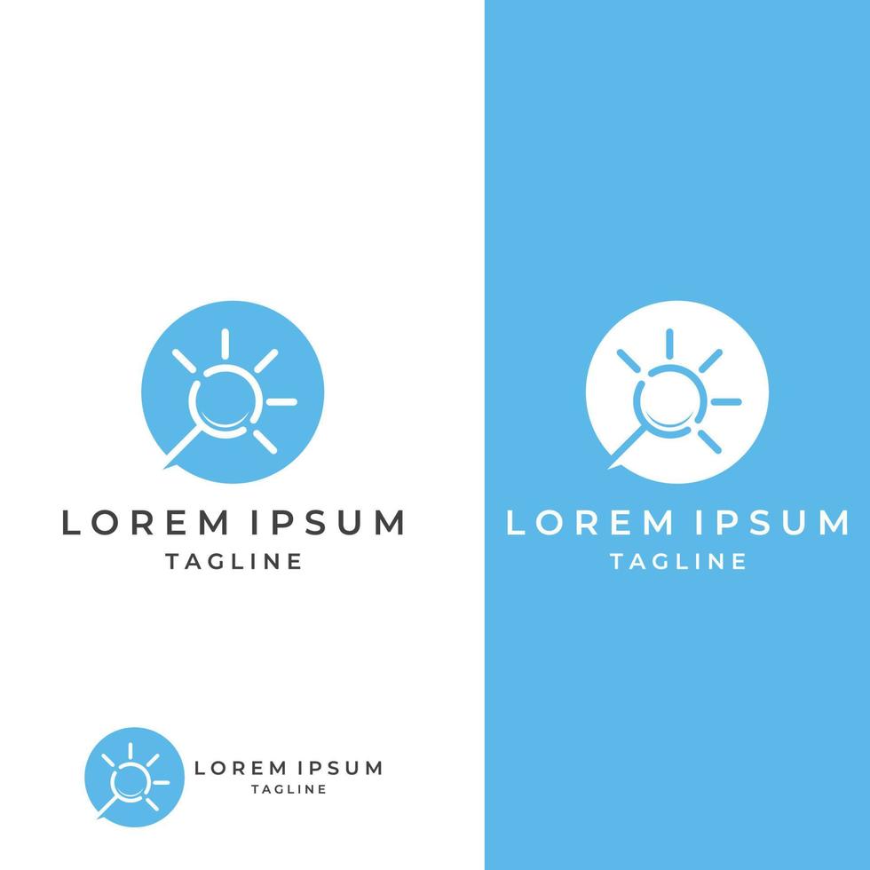 Logo search or discovery, logo search by combination, lab, moon, location, check, wave and sun. Logo with simple illustration editing. vector